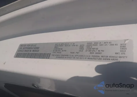 2020 Ram Promaster 1500 High Roof 136 Wb z USA, uszkodzony, nr VIN 3C6TRVBG6LE142060